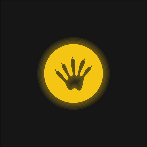 Animal Footprint yellow glowing neon icon - Vector, Image