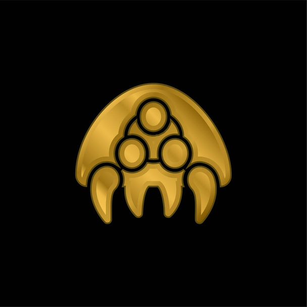 Icono metálico chapado en oro alienígena o vector de logotipo - Vector, Imagen