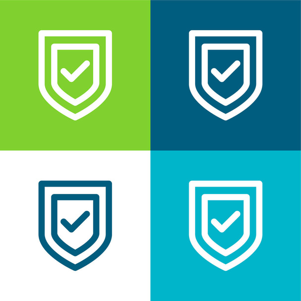 Anti Virus Flat conjunto de iconos mínimo de cuatro colores - Vector, Imagen