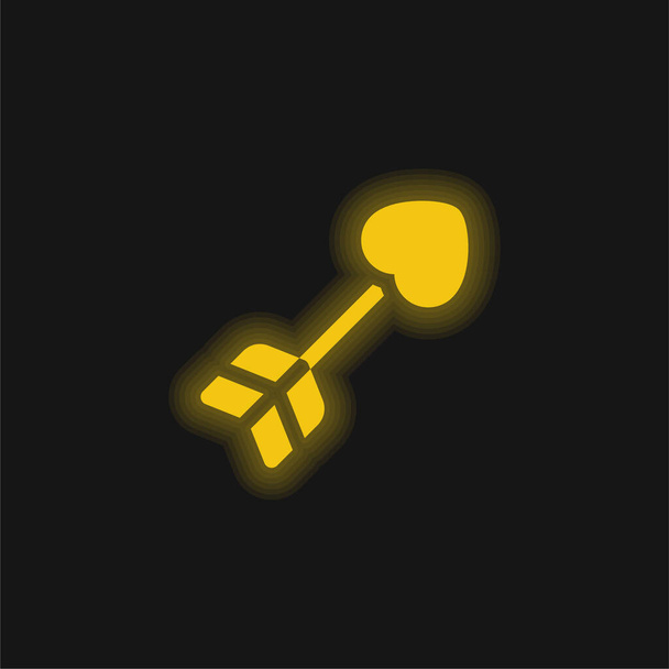 Flèche jaune brillant icône néon - Vecteur, image