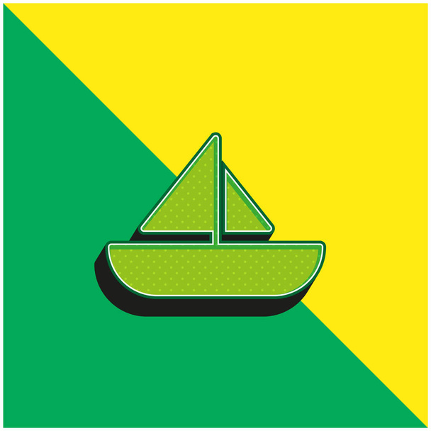 Boat Green and yellow modern 3d vector icon logo - Vector, Image