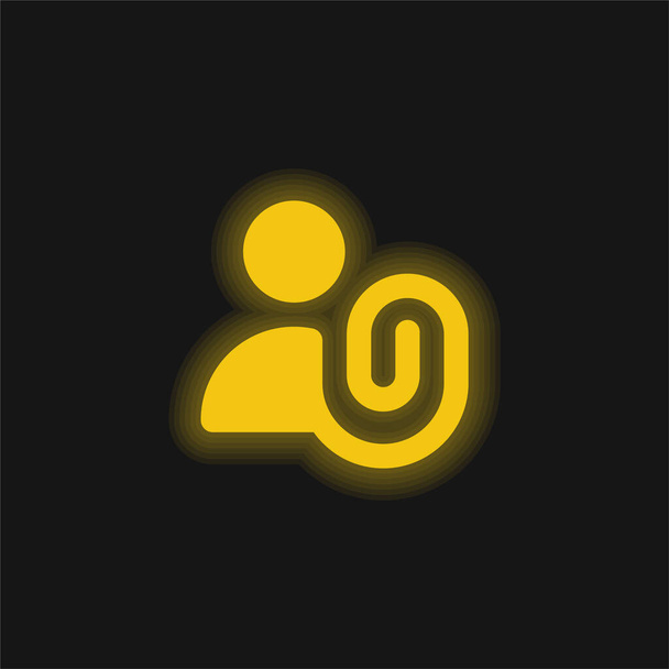 Anexar ícone de néon brilhante amarelo - Vetor, Imagem