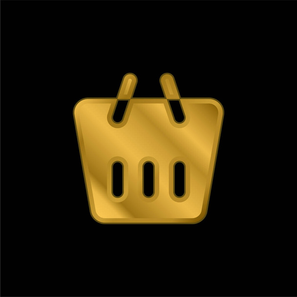 Cesta chapado en oro icono metálico o logo vector - Vector, imagen