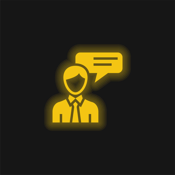 Agente giallo incandescente icona al neon - Vettoriali, immagini