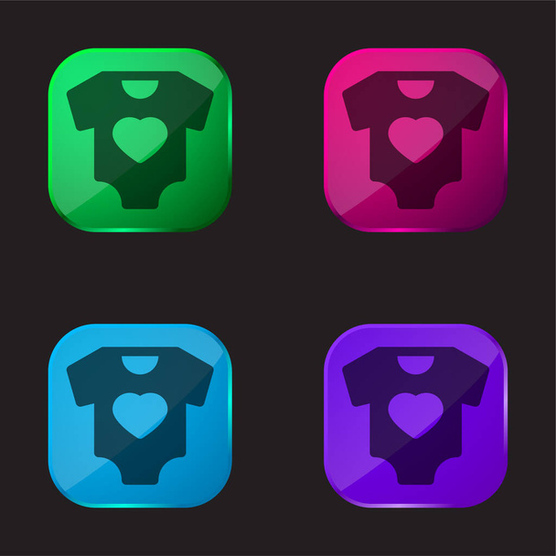 Dětské oblečení čtyři barvy skla ikona tlačítko - Vektor, obrázek