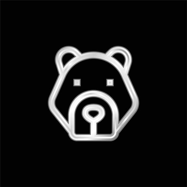 Bear silver plated metallic icon - Vector, Image