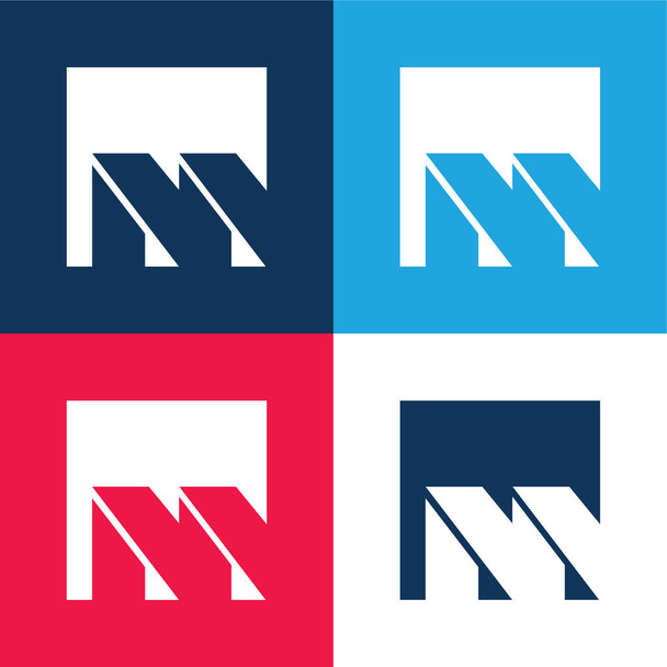 Brasilia Metro Logo blauw en rood vier kleuren minimale pictogram set - Vector, afbeelding