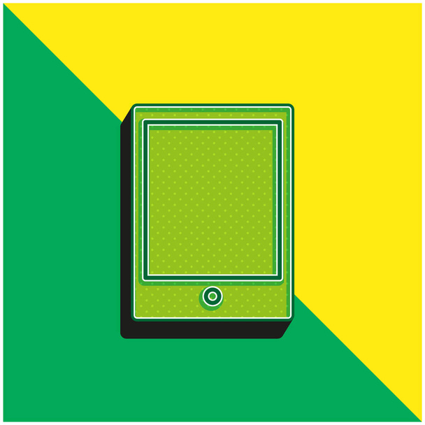 Großes Ipad Grünes und gelbes modernes 3D-Vektorsymbol-Logo - Vektor, Bild