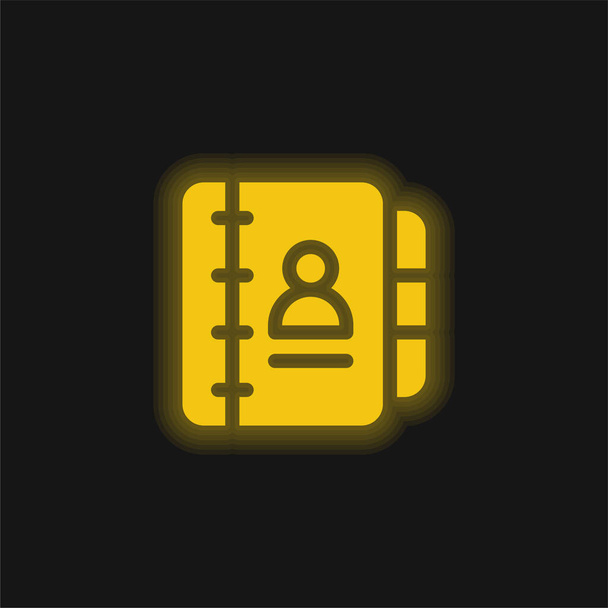 Agenda amarillo brillante icono de neón - Vector, imagen