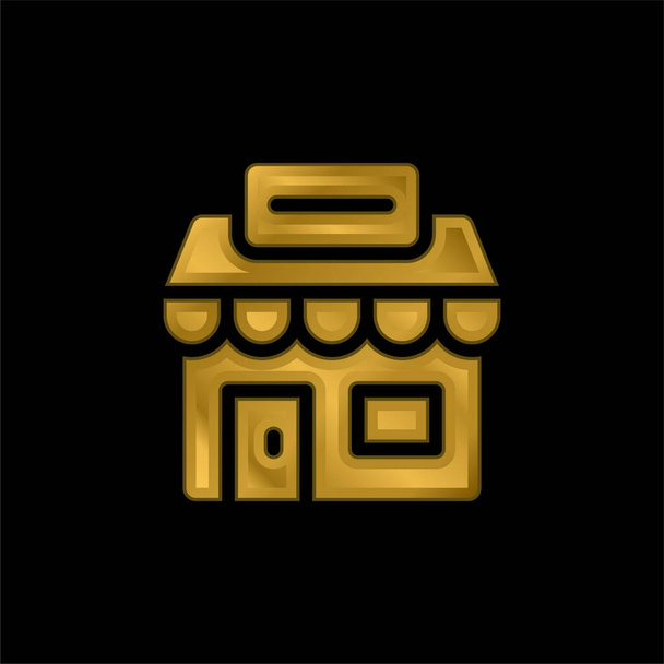 Agencia chapado en oro icono metálico o vector de logotipo - Vector, imagen