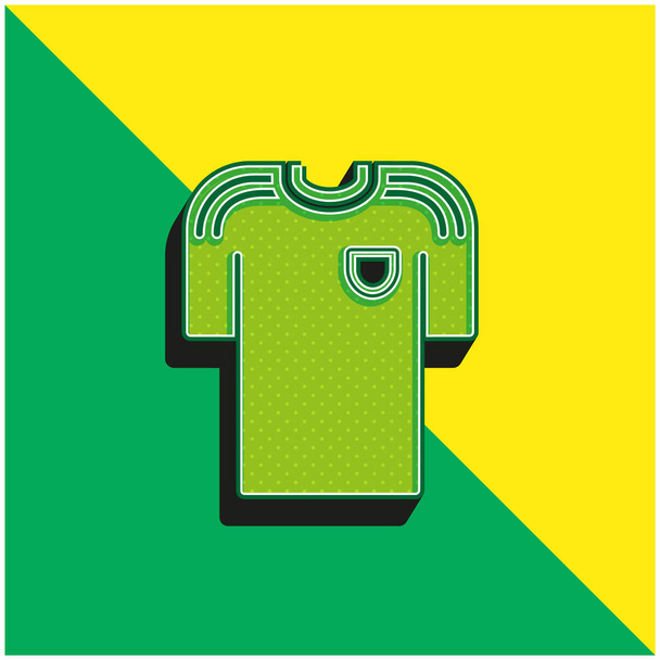 Black T Shirt Of A Soccer Player Green and yellow modern 3d vector icon logo - Vector, Image