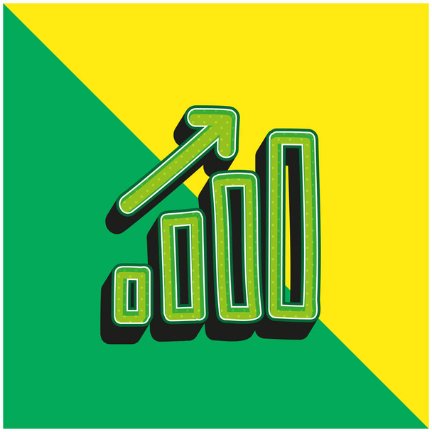 バーグラフィックアップ手描きシンボル緑と黄色の現代的な3Dベクトルアイコンのロゴ - ベクター画像