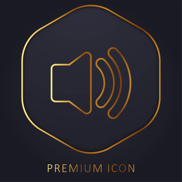 Аудиодинамик на золотой линии премиум логотип или значок - Вектор,изображение