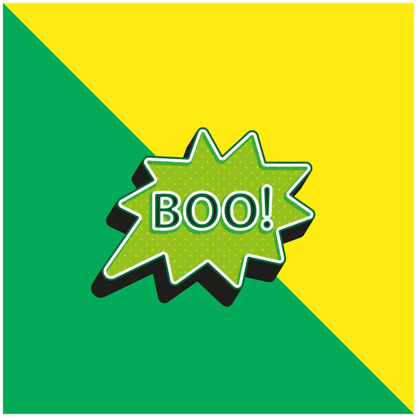 Logo moderne vectoriel 3D Boo vert et jaune - Vecteur, image