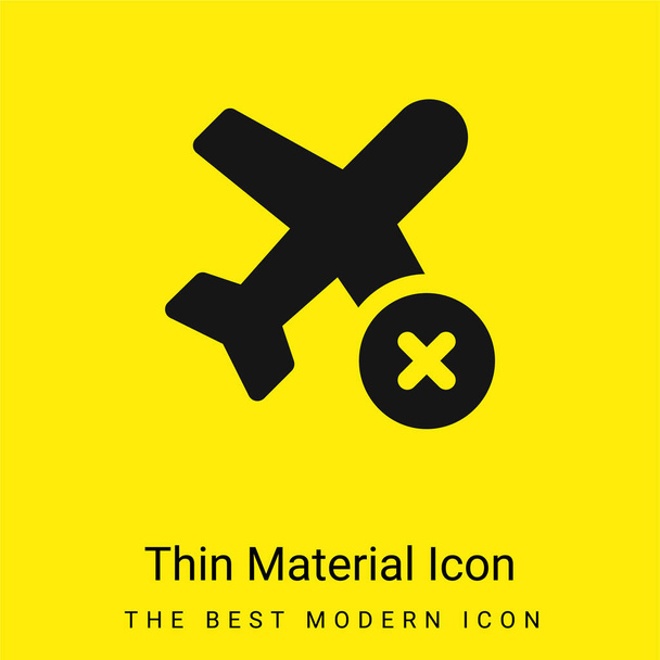 Air Plane minimal bright yellow material icon - Vector, Image