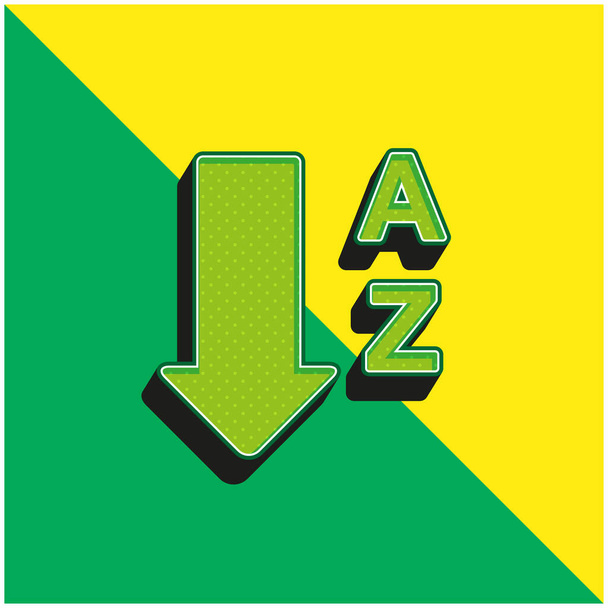 Aakkosjärjestys A Z Vihreä ja keltainen moderni 3d vektori kuvake logo - Vektori, kuva
