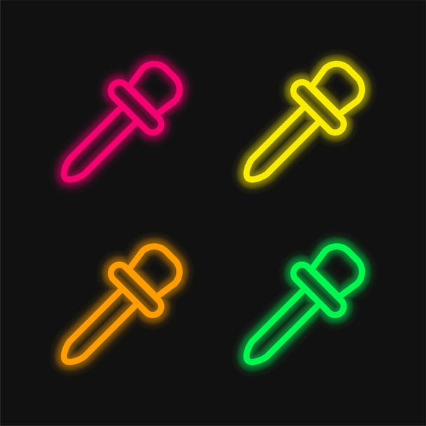 Baby Medicine Dropper Outline four color glowing neon vector icon - Vector, Image