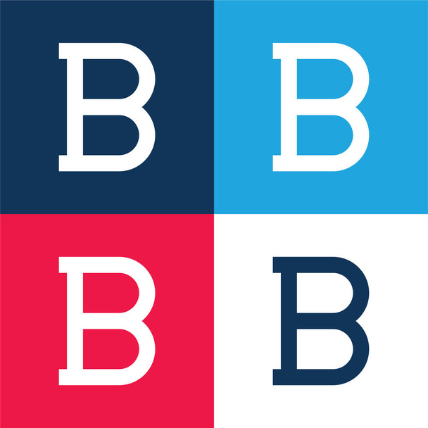 Bold blue and red four color minimal icon set - Vector, Image