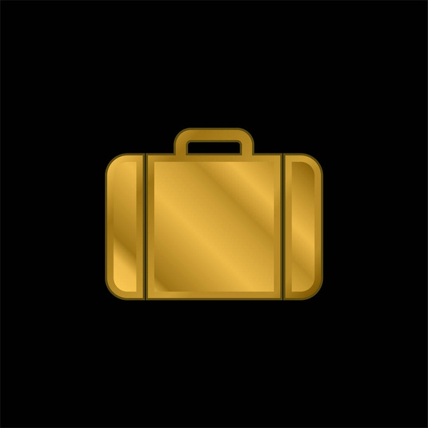 Musta matkatavara työkalu kullattu metallinen kuvake tai logo vektori - Vektori, kuva