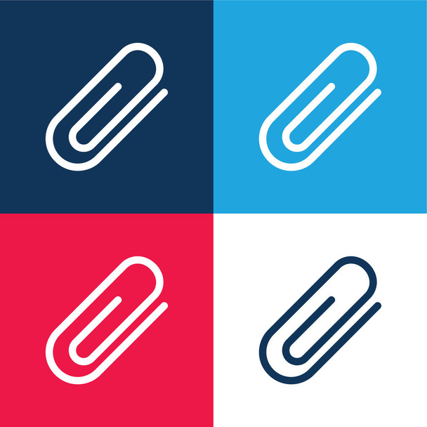 Allegati blu e rosso set di icone minime a quattro colori - Vettoriali, immagini