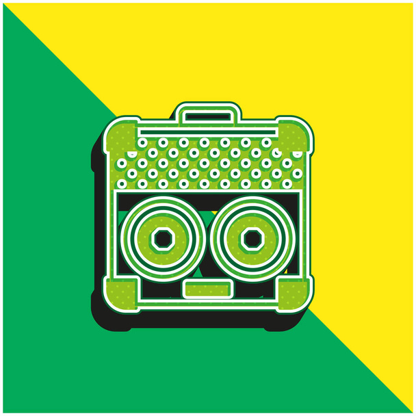 Amplificador verde y amarillo moderno vector 3d icono logotipo - Vector, imagen