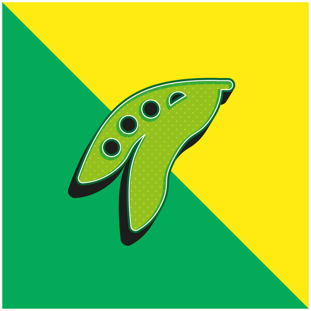 Φασόλια Πράσινο και κίτρινο σύγχρονο 3d διάνυσμα εικονίδιο λογότυπο - Διάνυσμα, εικόνα