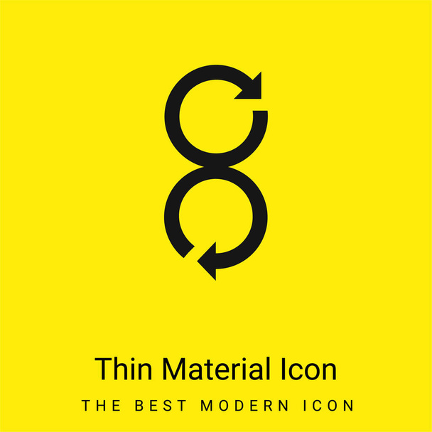 Flèches tournant dans les directions opposées icône minimale de matériau jaune vif - Vecteur, image