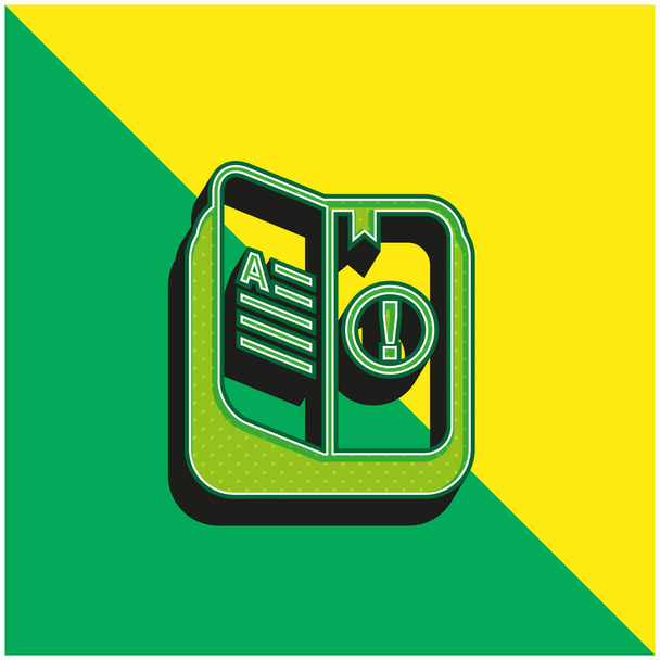 Páginas del libro verde y amarillo moderno vector 3d icono logo - Vector, Imagen