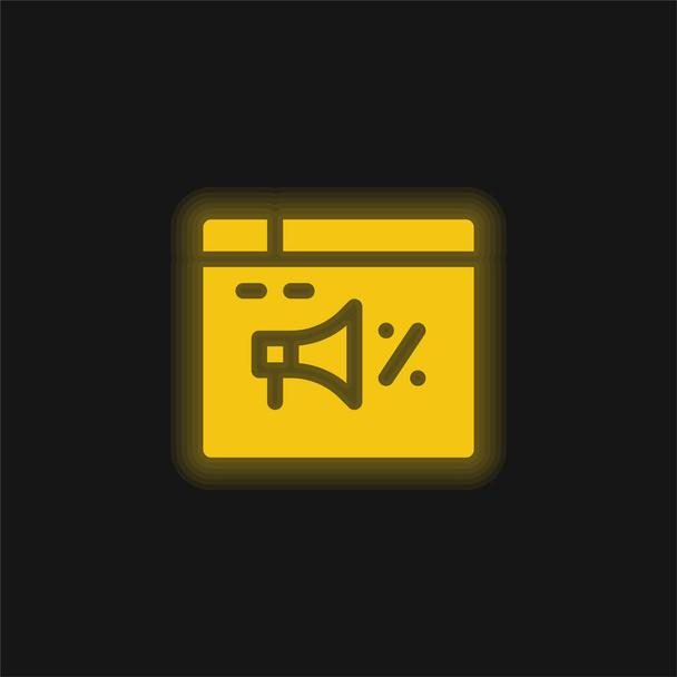 Publicidad amarillo brillante icono de neón - Vector, Imagen