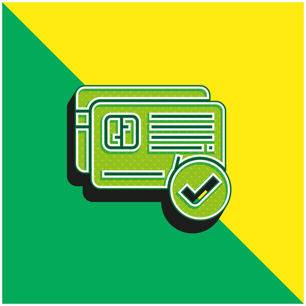 Accetta il logo dell'icona vettoriale 3D moderna verde e gialla - Vettoriali, immagini