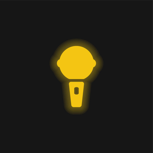 Big Karaoke Microphone yellow glowing neon icon - Vector, Image