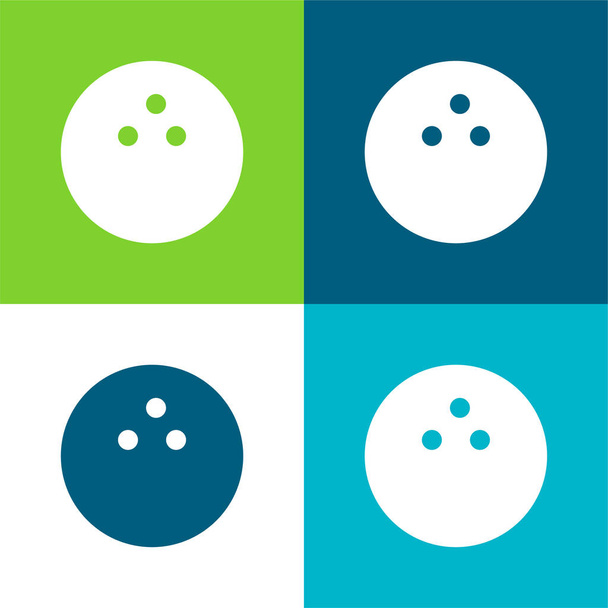 Juego de iconos mínimo de cuatro colores de Bowling Flat - Vector, imagen