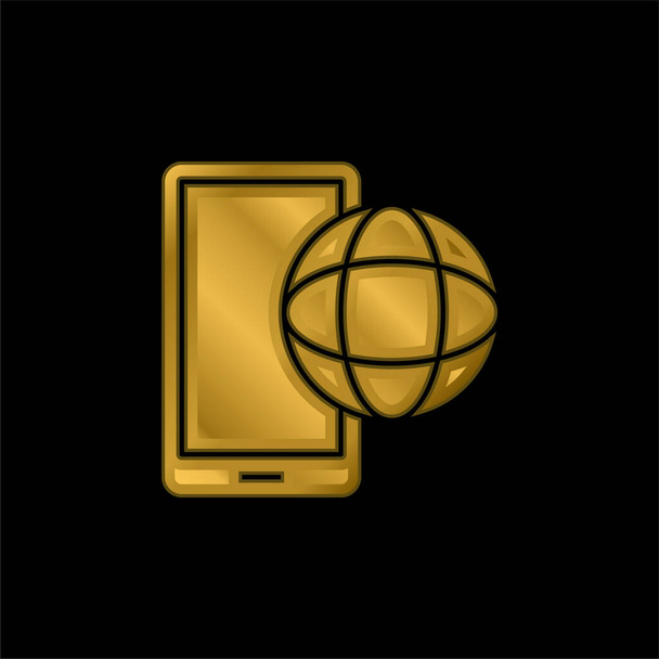 App chapado en oro icono metálico o vector de logotipo - Vector, Imagen