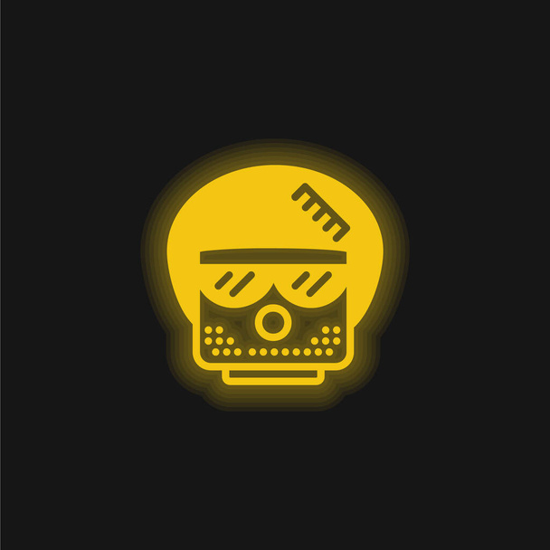 Afro sárga izzó neon ikon - Vektor, kép