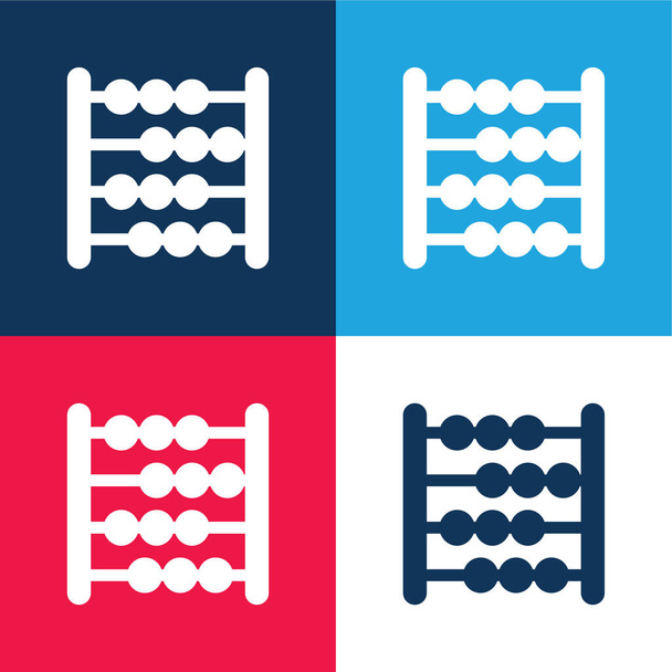 Abacus niebieski i czerwony zestaw czterech kolorów minimalny zestaw ikon - Wektor, obraz