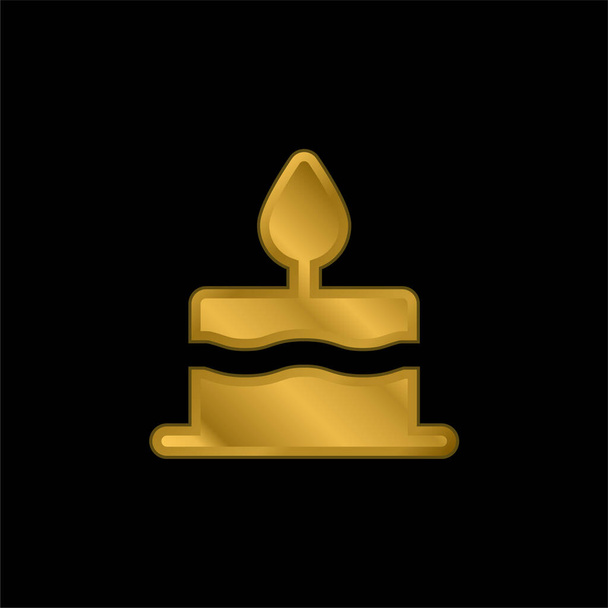 Tort urodzinowy złocone metaliczna ikona lub wektor logo - Wektor, obraz
