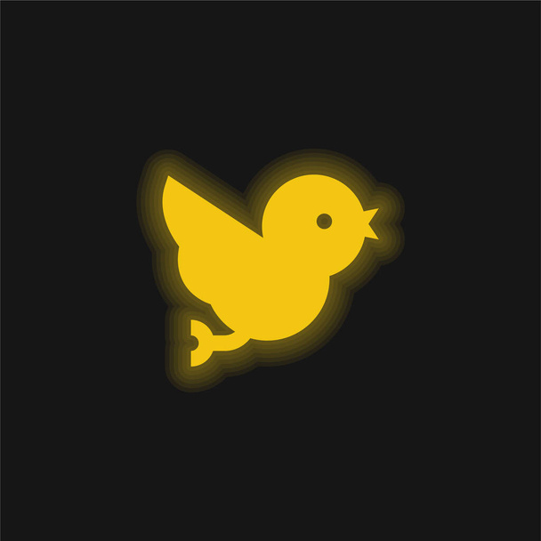 Lintu keltainen hehkuva neon kuvake - Vektori, kuva