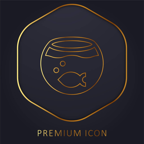 Aquarium golden line premium logo or icon - Vector, Image
