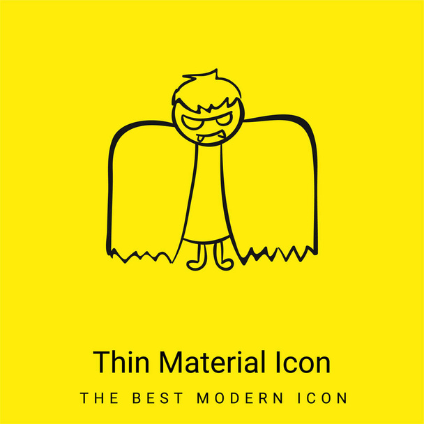 Chlapec s halloween okřídlený kostým minimální jasně žlutý materiál ikona - Vektor, obrázek
