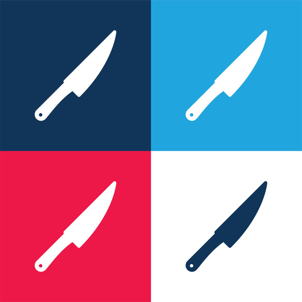 ビッグナイフ青と赤の4色の最小アイコンセット - ベクター画像