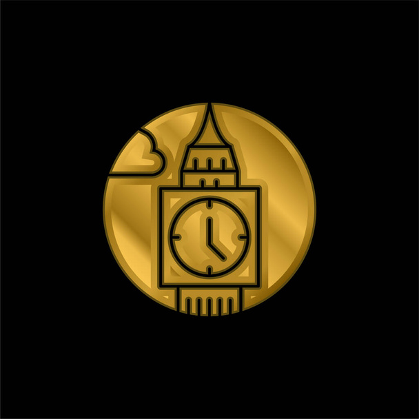 Big Ben oro placcato icona metallica o logo vettoriale - Vettoriali, immagini