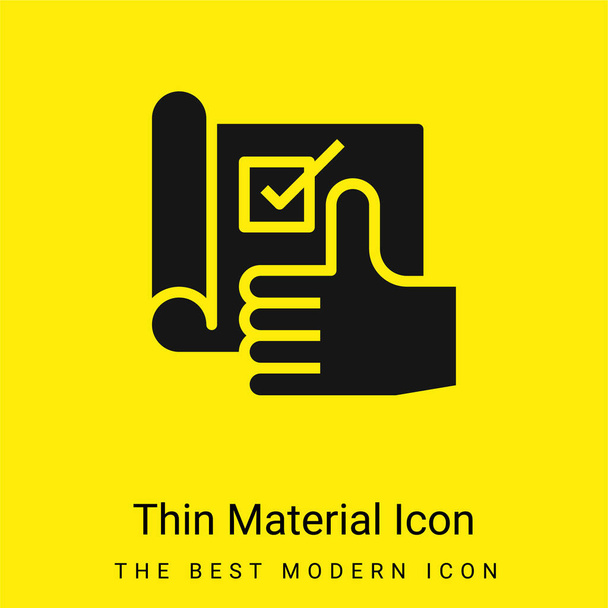 Akkoord minimale helder geel materiaal icoon - Vector, afbeelding