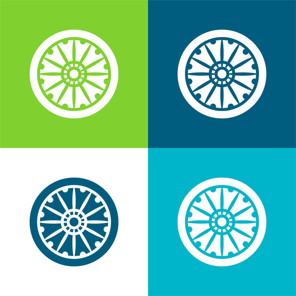 Ashoka Flat čtyři barvy minimální ikona nastavena - Vektor, obrázek