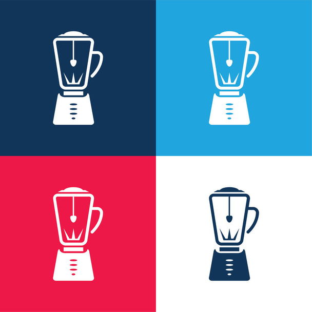 Blender Appliance blue and red four color minimal icon set - Vector, Image
