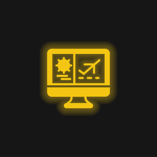 Booking yellow glowing neon icon - Vector, Image