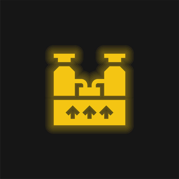 Ikona žlutého zářícího neonu kotle - Vektor, obrázek