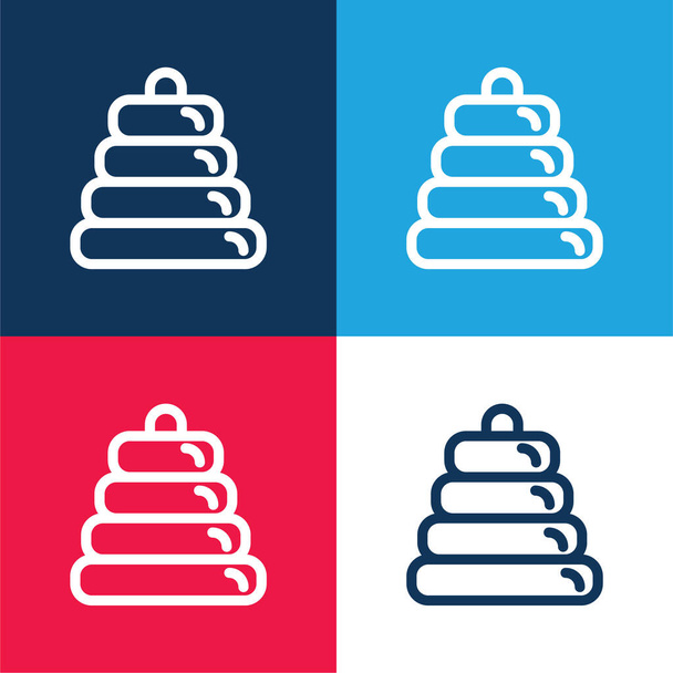 Baby Ring Tower blue and red four color minimal icon set - Vector, Image