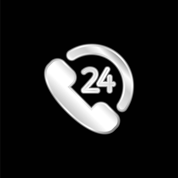 24 heures Service à la clientèle icône métallique argentée - Vecteur, image
