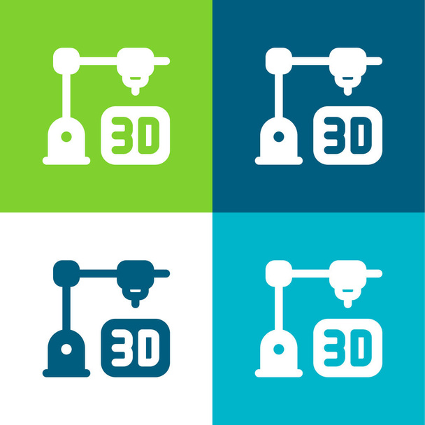 3D tisk Byt čtyři barvy minimální ikona nastavena - Vektor, obrázek