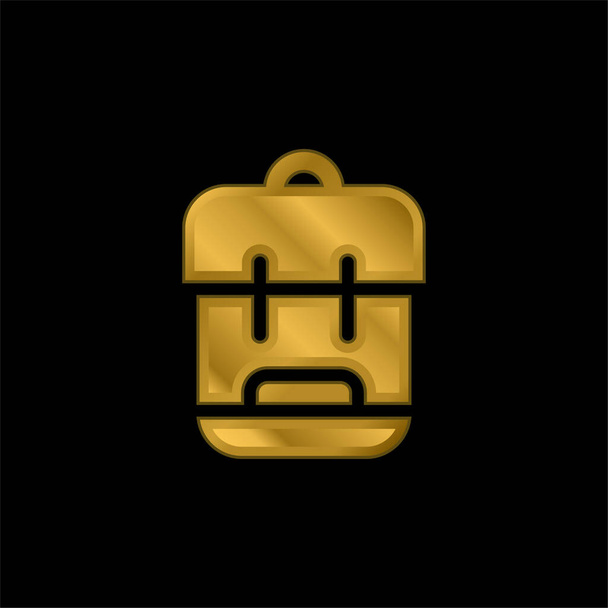 Plecak złocony metaliczna ikona lub wektor logo - Wektor, obraz